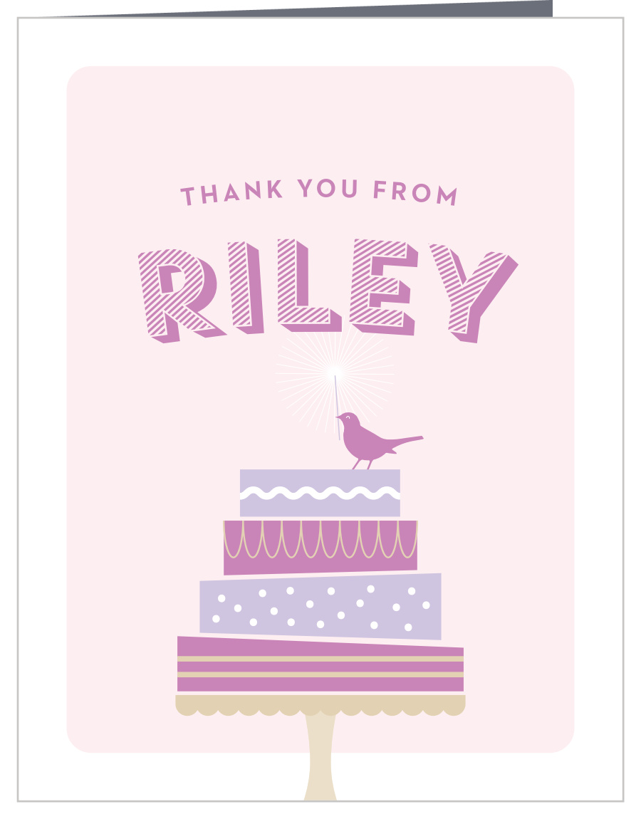 Little Birdie Cake First Birthday Thank You Cards