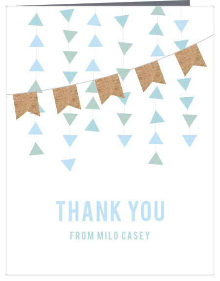 Thank your loved ones for celebrating your child's first year with them, using our Burlap Banner First Birthday Thank You Cards!