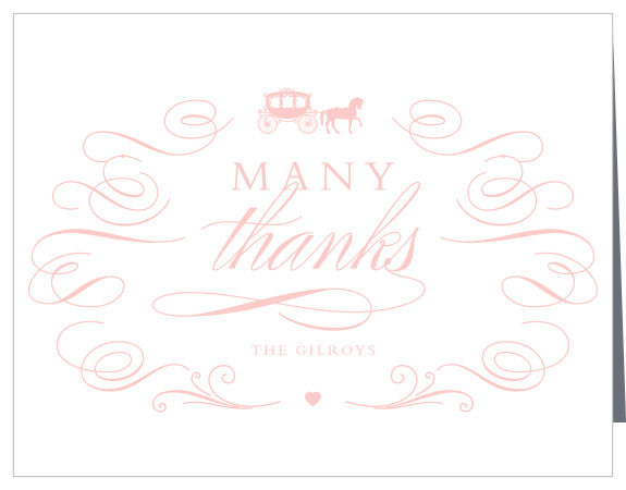 Thank your friends and family with our Little Princess First Birthday Thank You Cards. These adorable cards feature a royal carriage and elegant, flowing lines framing your text.