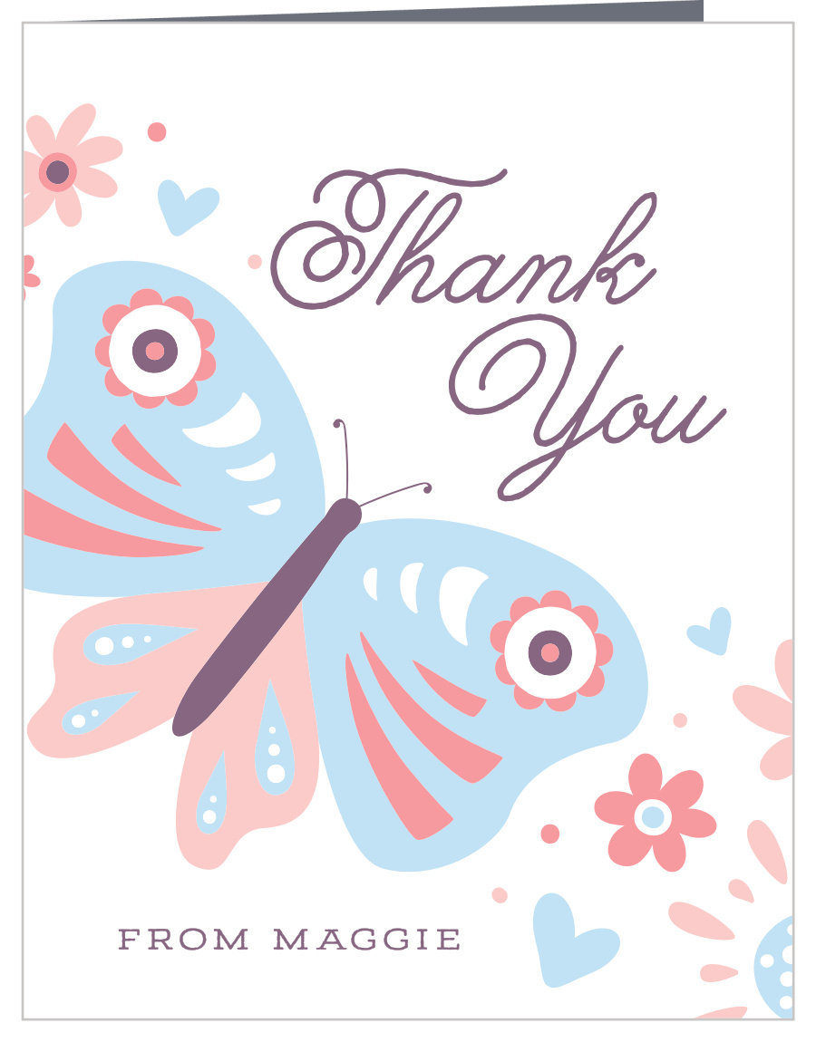 Butterfly Birthday First Birthday Thank You Cards
