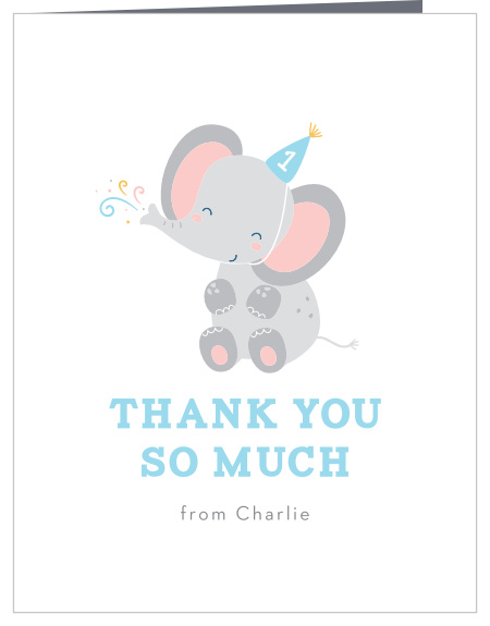 The presence of family and friends at your little one's celebration meant a lot, show them how grateful you are with our Birthday Hat Fun First Birthday Thank You Cards.