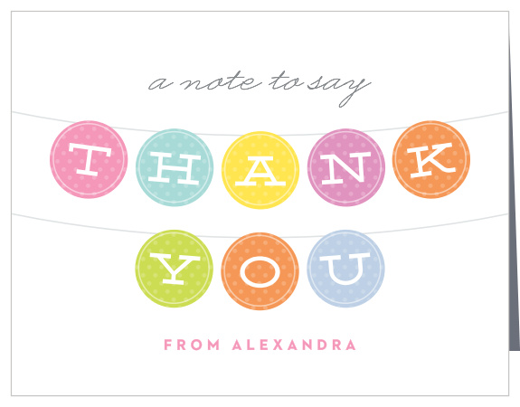 Thank everyone that helped with your little one's big day with our Important Little Banners First Birthday Thank You Cards.