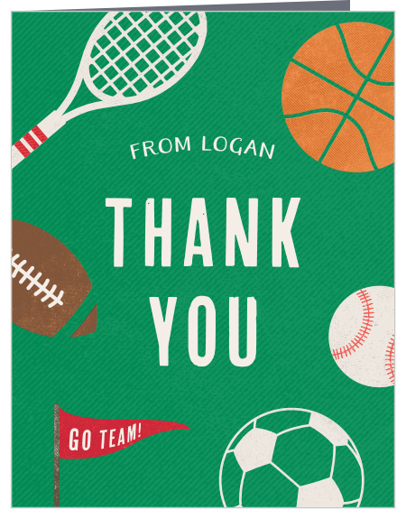 Help your child show their appreciation for their friends and family's attendance at their party, with our Sporty One First Birthday Thank You Cards!