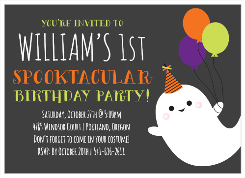 Halloween Ghost First Birthday Invitations