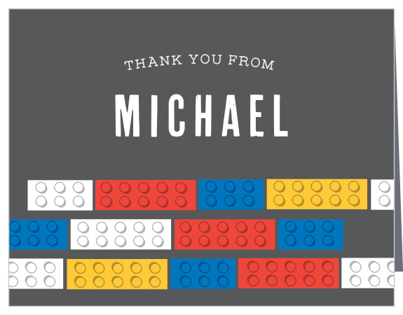 Thank your guests for making your event a blast with our Building Bricks First Birthday Thank You Cards.