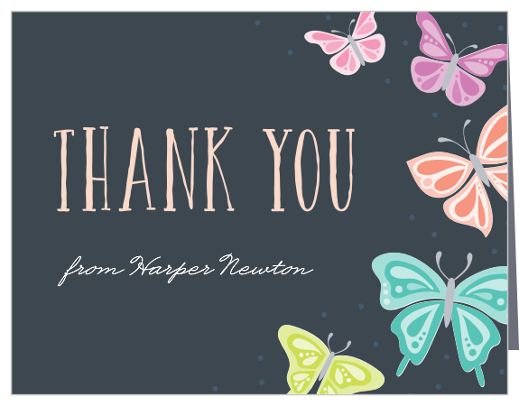 Butter your guests up with our Butterfly Garden First Birthday Party Thank You Cards!