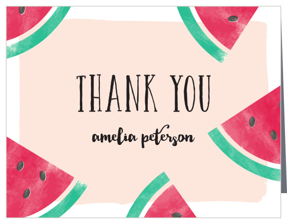 Let friends and family know how much you appreciated their support at your little one's celebration with our Watermelon Slice First Birthday Thank You Cards.