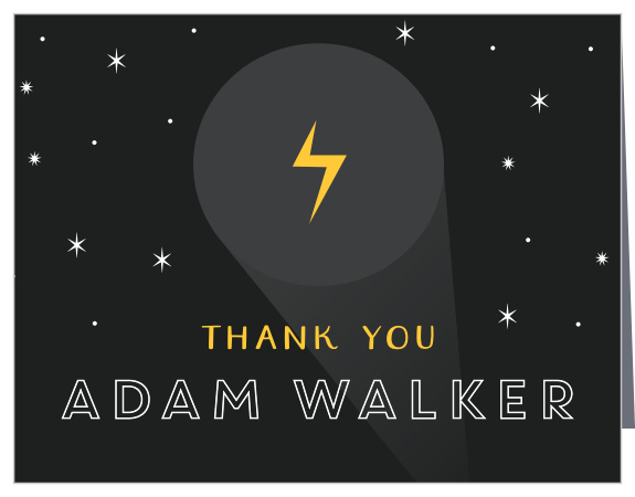 Let your inner Super Hero shine with the Night Watch First Birthday Thank You Cards.