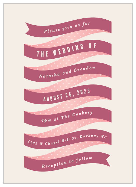 Our Ribbons & Confetti Wedding Invitations are a whimsical way to announce your upcoming nuptials.
