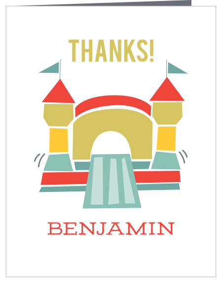 Thank your guests for making your event a blast with our Bounding Bouncer First Birthday Thank You Cards.