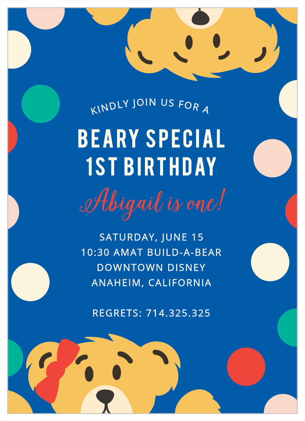 Teddy Bear First Birthday Invitations
