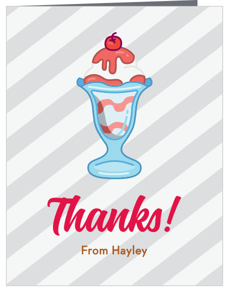 The presence of family and friends at your little one's celebration was very meaningful, show them appreciation with our Sundae Funday First Birthday Thank You Cards.