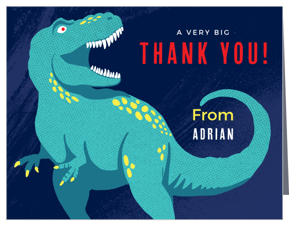 Let your guests know how much you appreciate them with this the Roaring Rex First BirthdayThank You Cards.