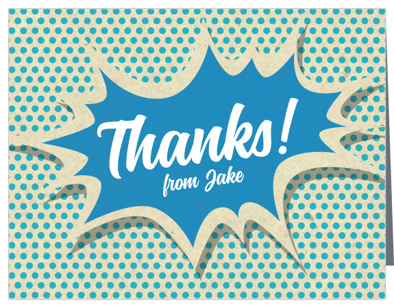 Thank your guests for making your event a blast with our Comic Pow First Birthday Thank You Cards.
