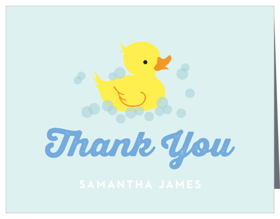 The presence and support of loved ones at your little one's celebration meant a lot to you, show them appreciation with our Rubber Duckie First Birthday Thank You Cards.