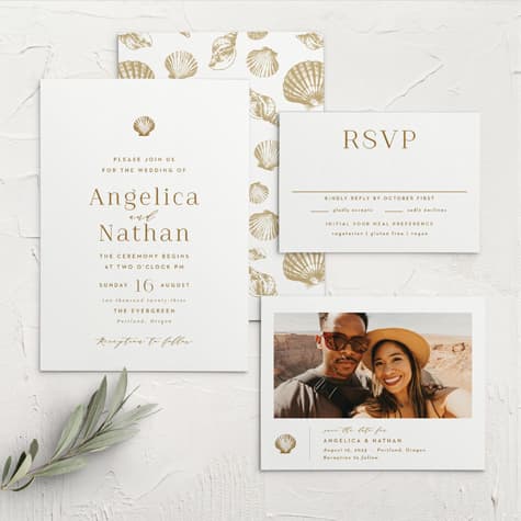 Tiny Seashell Wedding Invitations