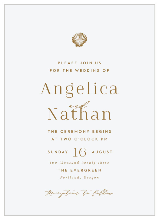 Announce the good news in chic minimalism with our Tiny Seashell Wedding Invitations.