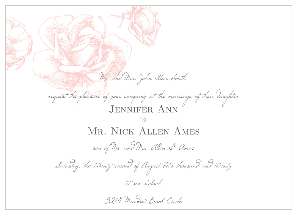 Illustrated Rose Landscape Wedding Invitations