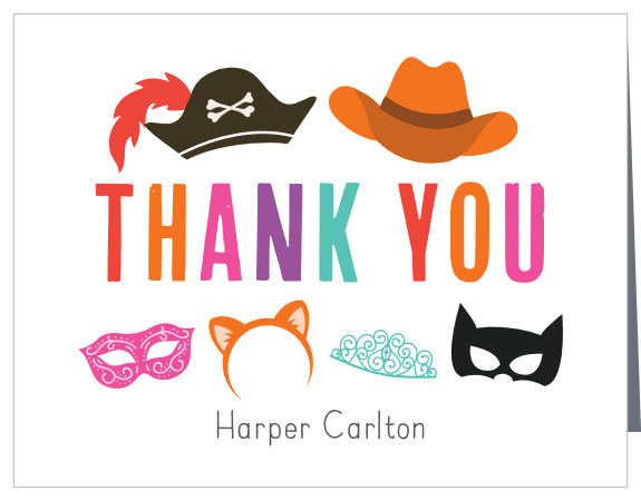 Thank your guests for making your event a blast with our Costume Hats First Birthday Thank You Cards.