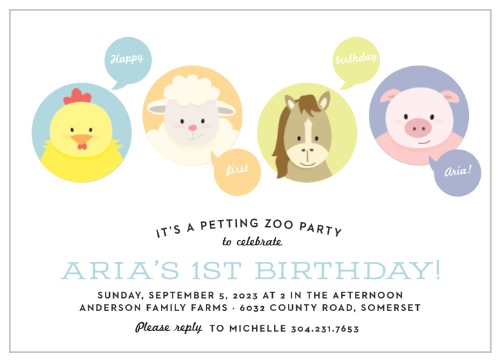 Our Farm Frenzy First Birthday Invitations gather close friends and family together to celebrate your little one's upcoming special day.