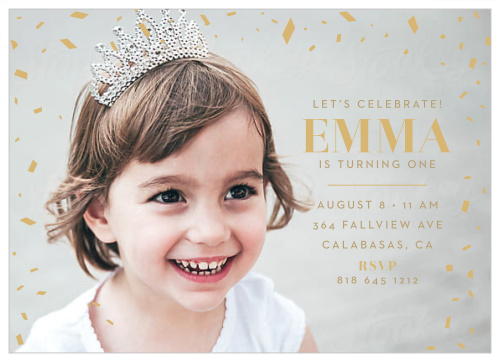 Fairy Confetti First Birthday Invitations by Basic Invite