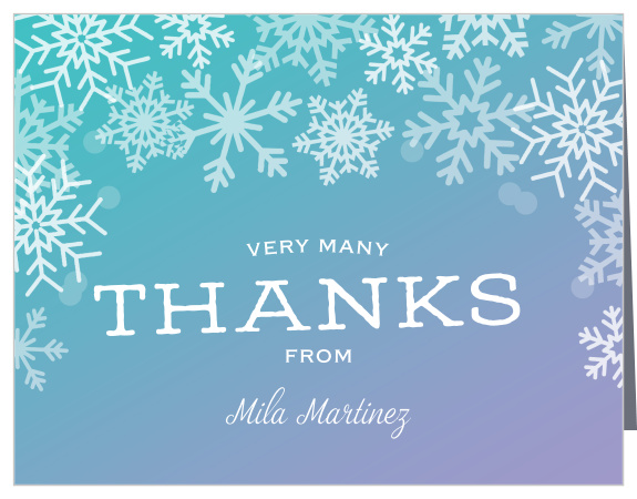 Frosty snowflakes shower the Ice Princess First Birthday Thank You Cards.