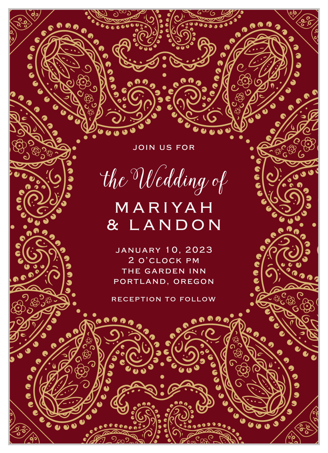 Precious Paisley Wedding Invitations