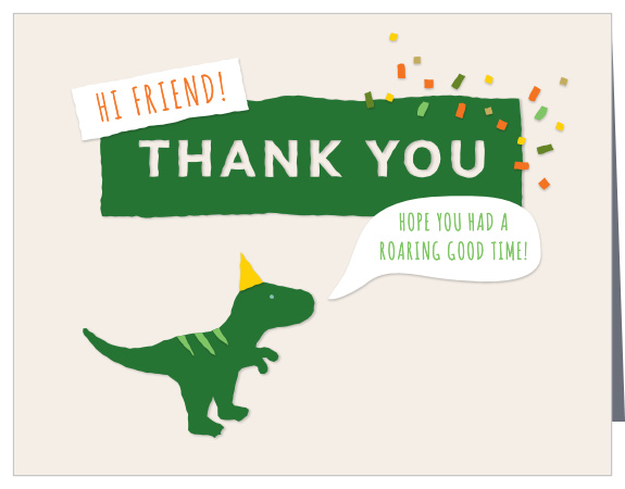 Thank your guests for making your event a blast with our Dinosaur Bash First Birthday Thank You Cards.