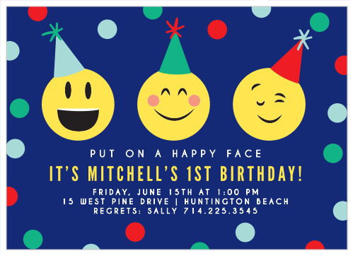 Exciting Emoji First Birthday Invitations