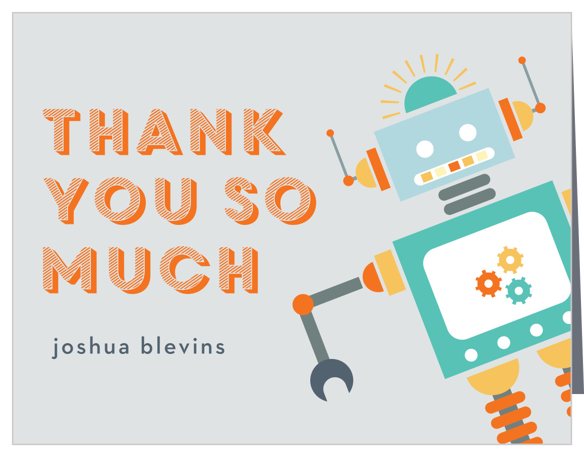 Robot Celebration First Birthday Thank You Cards