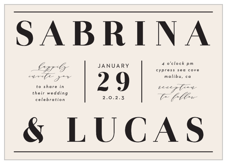 Bring family and friends together to attend your ceremony with our Cutest Couple Landscape Wedding Invitations.