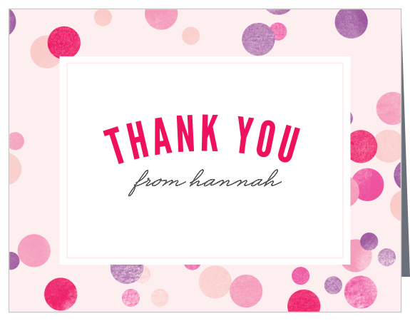 Show your appreciation with dots! The Dotty Frame Girl First Birthday Thank You Cards has lots of dots to customize the color to show your child's personality.