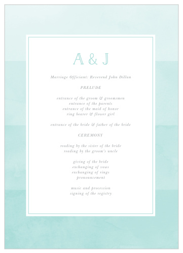 Keep friends and family up to date throughout your marriage ceremony with our Blue Skies Wedding Programs.