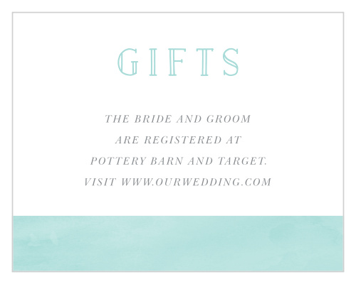 Inform friends and family where you would like to recieve your wedding gifts from when you send out our Blue Skies Registry Cards.