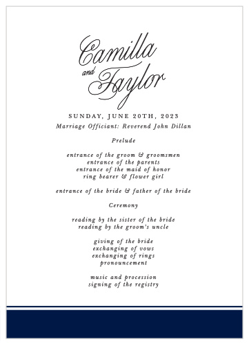 Keep family and friends up to date throughout the ceremony with our Calligraphic Slant Wedding Programs.