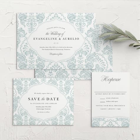 Timeless Damask Wedding Invitations