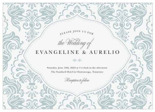 Your guests are sure to be just as thrilled to celebrate your upcoming wedding, upon receiving our Timeless Damask Wedding Invitations!