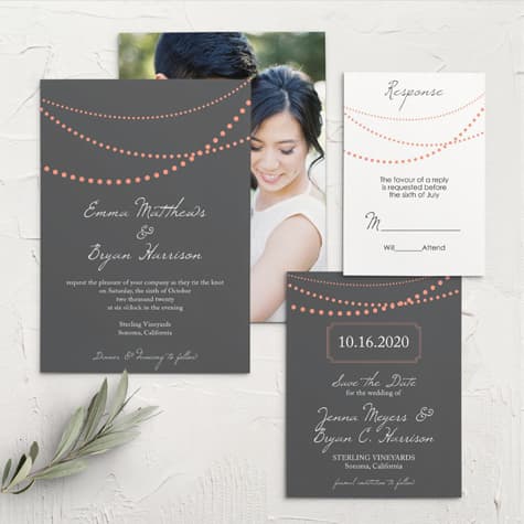 String Lights Wedding Invitations