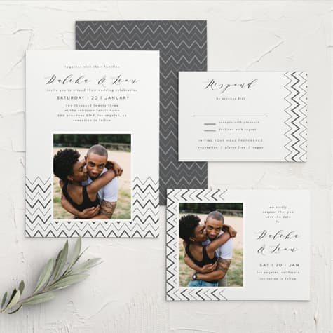 Chevron Ornamental Frame Wedding Invitations