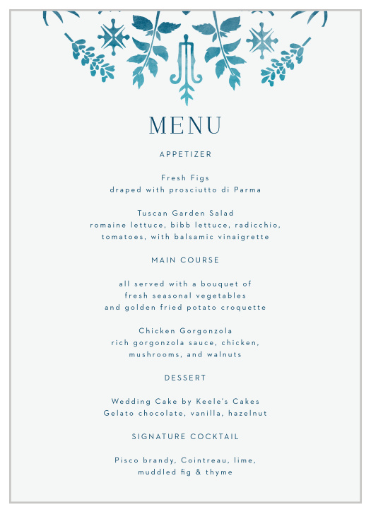 Our Painted Floral Wedding Menus are perfect to decorate any table setting!