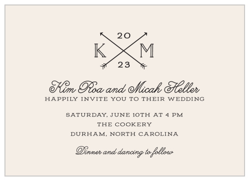 Let your loved ones know when you're getting married, with our rustic Overlapping Arrows Wedding Invitations!