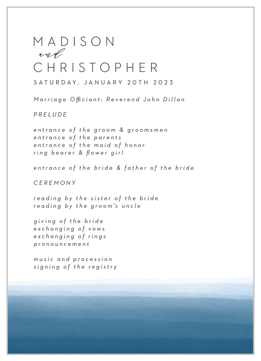 Our Watercolor Dip Wedding Programs are perfect for helping your guests feel even more involved in your big day!