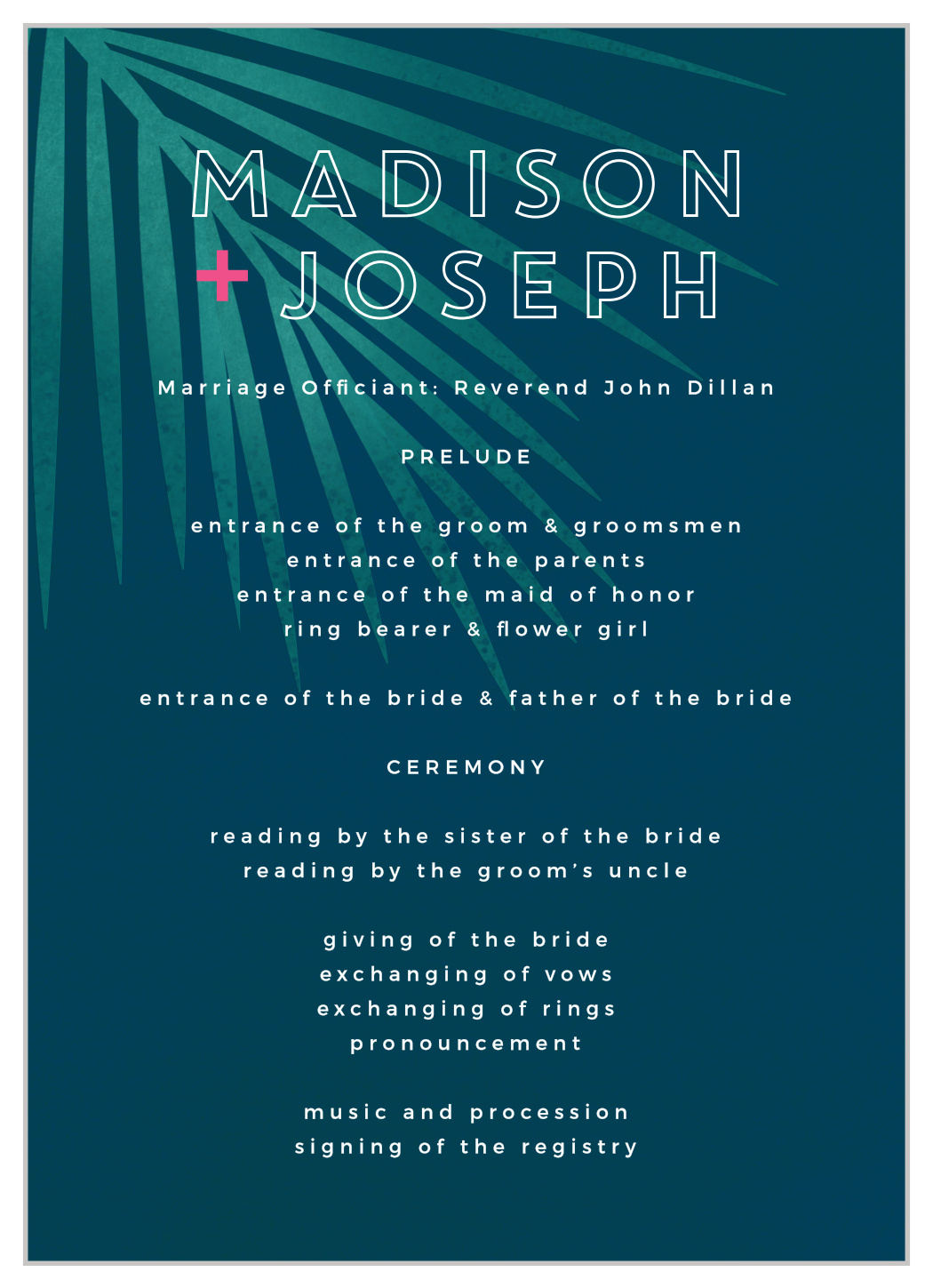 Retro Paradise Wedding Programs