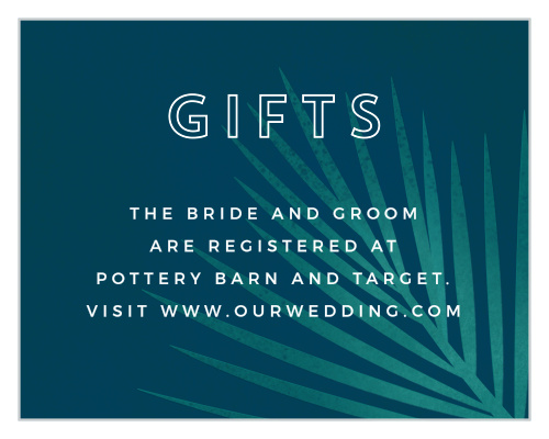 Easily let your guests know where you've decided to create your gift wishlists, by including our Retro Paradise Registry Cards in your wedding suite!