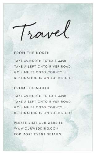 Send your out-of-town guests our Watercolor Wash Direction Cards to help make their travels a breeze!