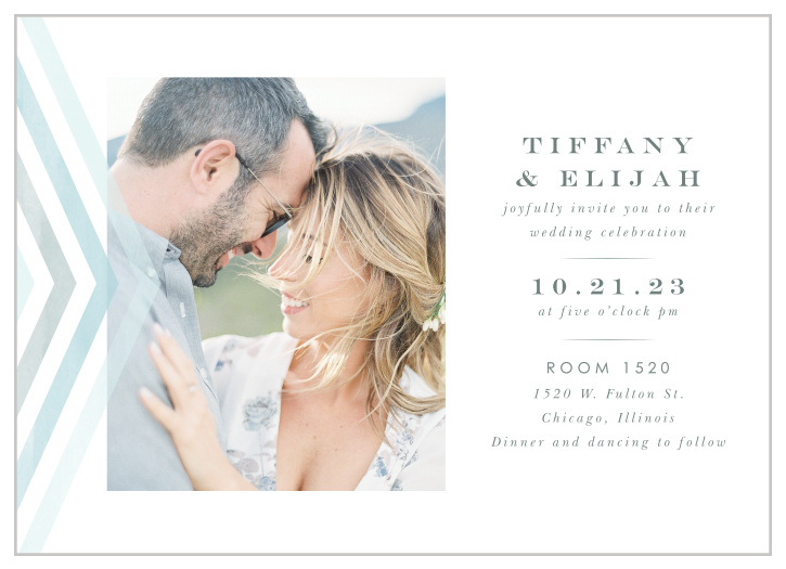 Our Chevron Arrow Landscape Wedding Invitations gather close friends and family together to attend your special day.