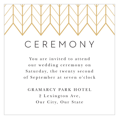 Make a lasting impression with our timeless Glamorous Chevron Ceremony Cards.