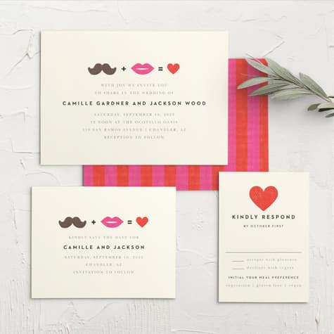 Charming Mustache Wedding Invitations