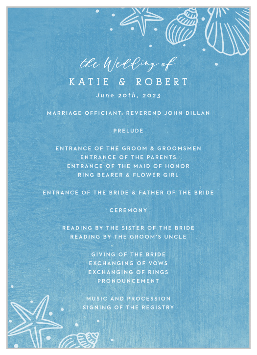 Our ocean-inspired Rocky Beach Stamp Wedding Programs are a perfect addition to your tropical wedding!