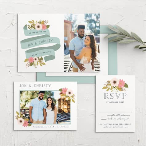 Retro Ribbon Wedding Invitations